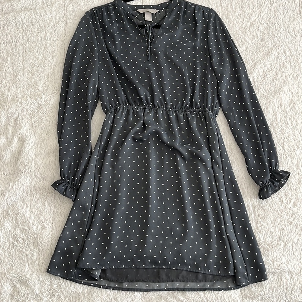 H&M Polka Dot Long Sleeve V-Neck Dress